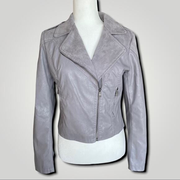 LA COALITION MOTO BOHO VEGAN MIXED LEATHER ZIP JACKET SMALL - Picture 4 of 8